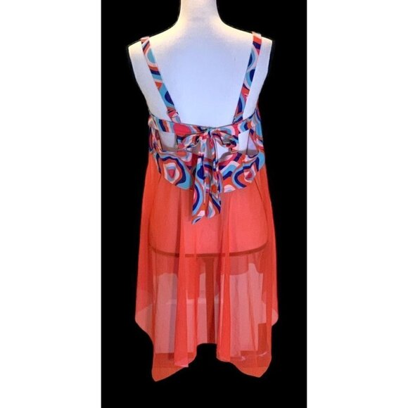 Womens Tankani Swimwear One Piece Size 18 Built In Underwire Bra Multicolor - Picture 8 of 15